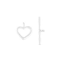 Sterling Silver 13mm Matt Heart Toggle Clasp