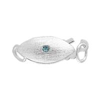 Aquamarine Crystal Sterling Silver Satin Fish Hook Clasp 12mm