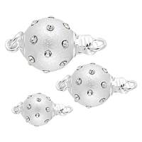 Sterling Silver Ball Rhinestone Satin Clasp