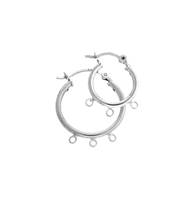 Sterling Silver 3 Rings Click Hoop Earring