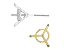 14K 3 PRONG SCREW POST MARTINI EARRING 17858-14K