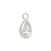 Sterling Silver Cubic Zirconia Pear Charm 6mm
