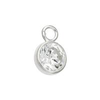 Sterling Silver Cubic Zirconia Round Charm 4.5mm