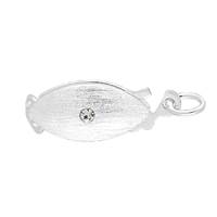 Crystal Sterling Silver Satin Fish Hook Clasp 12.5mm