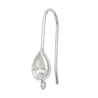 Silver Pear Cubic Zirconia Earwire Earring