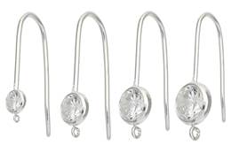 Silver Round Cubic Zirconia Earwire Earring