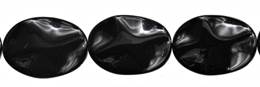 Black Agate Bead Waved Oval Shape Gemstone