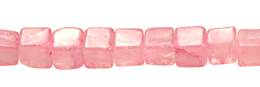 Rose Quartz Bead Drill Through Cube Shape Gemstone