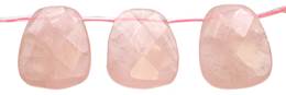 Rose Quartz Bead Topside Hole Faceted Ladder Shape