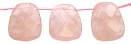 Rose Quartz Bead Topside Hole Faceted Ladder Shape