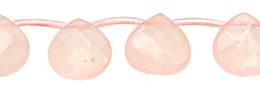 Rose Quartz Bead Topside Hole Faceted Pear Shape