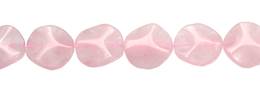 Rose Quartz Bead Waved Coin Shape Gemstone