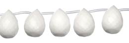 White Jade Bead Topside Hole Faceted Drop Shape