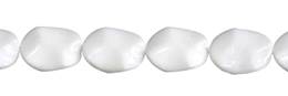 White Jade Bead Waved Oval Shape Gemstone