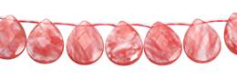 Cherry Quartz Bead Topside Hole Faceted Pear Shape