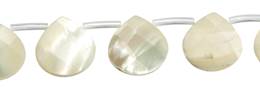 White Mother of Pearl Topside Hole Faceted Pear