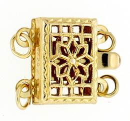 Gold Filled Rectangle Filigree Multi-Row Clasp