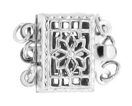 Sterling Silver Filigree 3-Rows Clasp 12mm