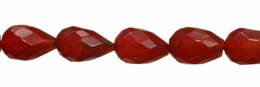 Red Agate Bead Drill Through Faceted Drop Shape