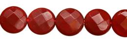 Red Agate Bead Coin Shape Faceted Gemstone