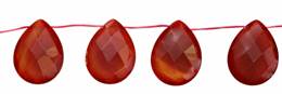 Red Agate Bead Topside Hole Faceted Pear Shape
