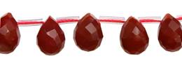 Red Agate Bead Topside Hole Faceted Drop Shape