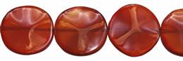 Red Agate Bead Waved Coin Shape Gemstone