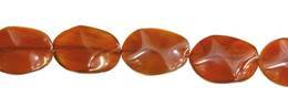 Red Agate Bead Drill Through Oval Wave Shape