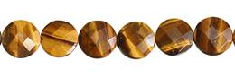 Tiger Eye Bead Coin Shape Faceted Gemstone