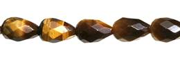Tiger Eye Bead Drill Through Faceted Drop Shape