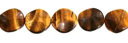 Tiger Eye Bead Waved Coin Shape Gemstone