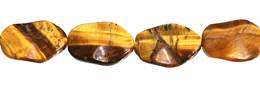 Tiger Eye Bead Waved Oval Shape Gemstone