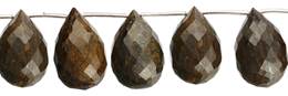 Bronzite Bead Topside Hole Faceted Drop Shape