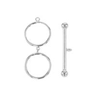 Sterling Silver 1.5X15mm 2-Rings Toggle Clasp