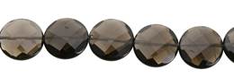 Smoky Quartz Bead Coin Faceted Shape Gemstone