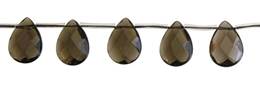 Smoky Quartz Topside Hole Faceted Pear Shape