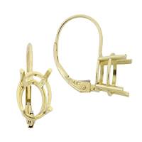 14K Earring 4 Prong Oval Leverback