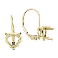 14K Earring 4 Prong Heart Leverback