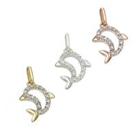 14K Diamond Dolphin Charms