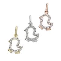 14K Diamond Hen Charms