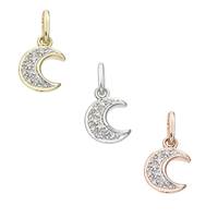 14K Diamond Quarter Moon Charms