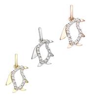 14K Diamond Penguin Charms