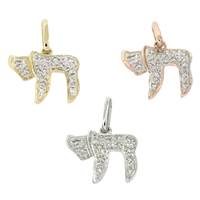 14K Diamond Chai Charms