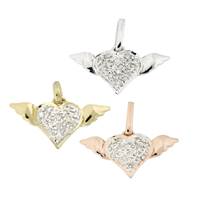 14K Diamond Flying Heart Charms