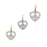 14K Diamond Heart Of Peace Charms