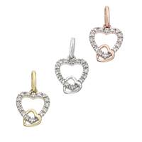 14K Diamond Heart Charms (B)