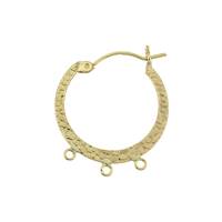 Gold Filled Hammer Hoop Earring 3 Rings