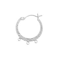 Sterling Silver 3 Ring Hoop Hammered Earring