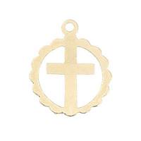 Gold Filled Cross Flat Disc 12mm Charm