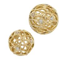 Vermeil Cubic Zirconia Ball Filigree Bead